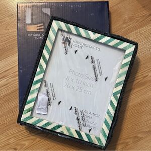 Handicrafts Home Green and White Striped Photo Frame